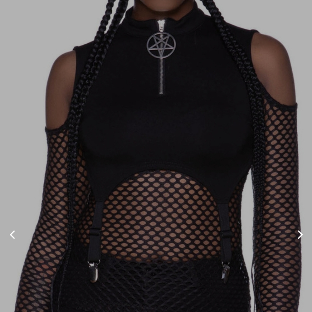 Killstar Black Mesh Long Sleeve Top - Picture 2 of 4
